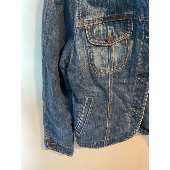 GAP Denim Jacket Womens Small Blue Jean Coat Colorful Striped Lined Button Small - Picture 4 of 9